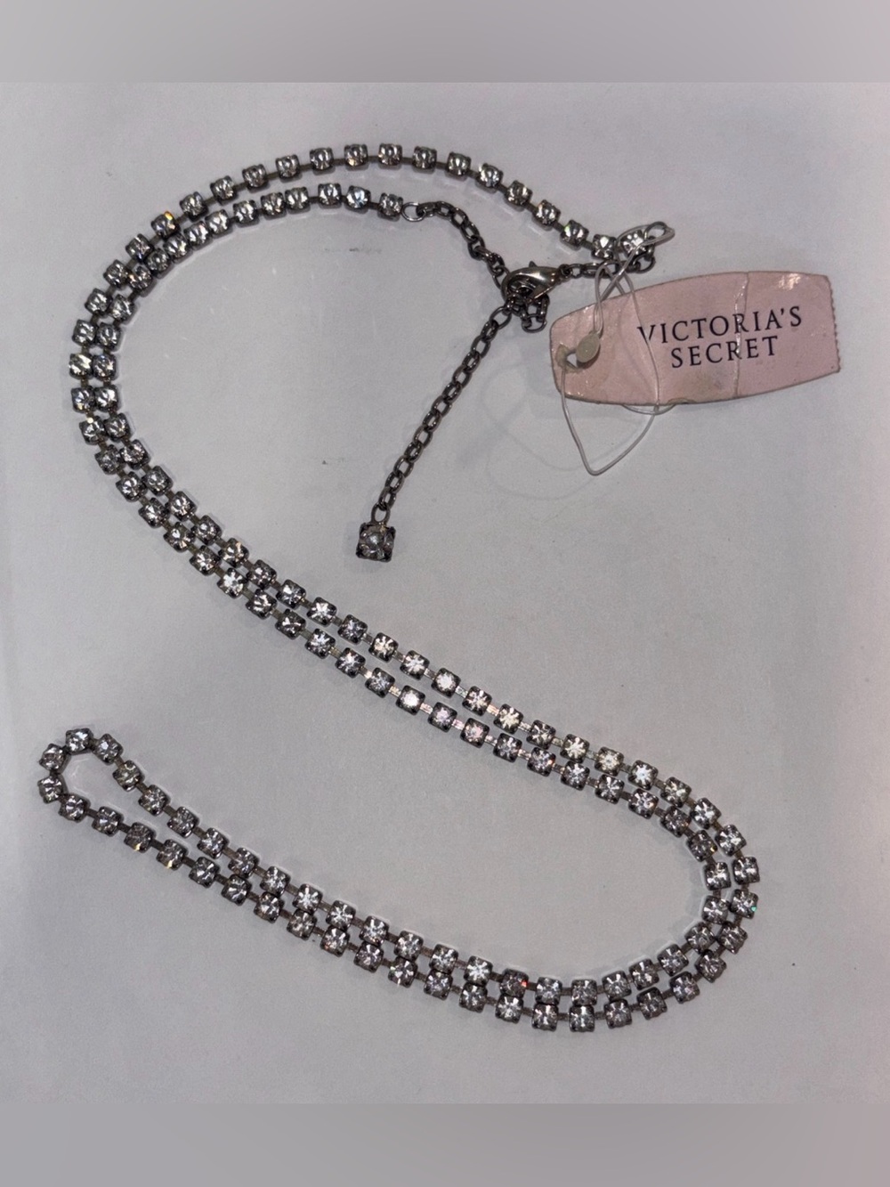 Vintage Y2K Victorias Secret Silver Tone Rhinestone Belly Chain Belt 38” M/L